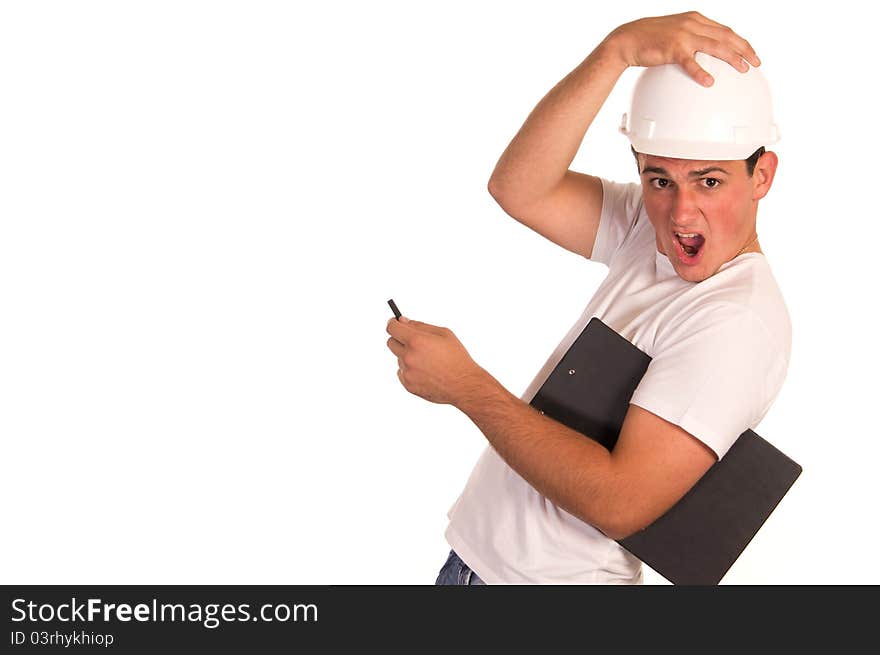 Cute guy posing on a white background. Cute guy posing on a white background