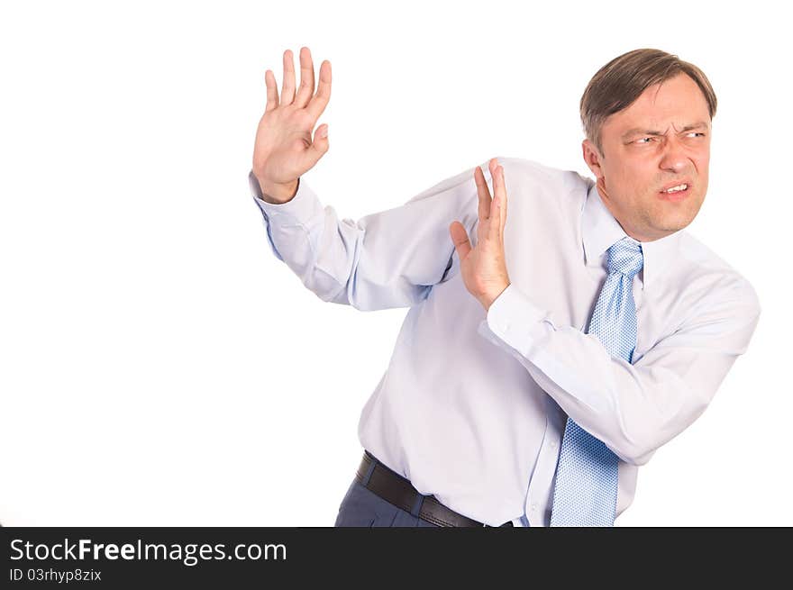 Portrait of a cute businessman on white