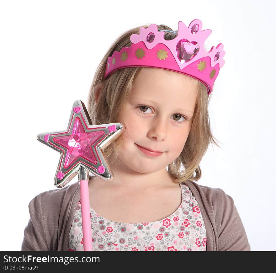 Young girl in fairy princess fancy dress costume