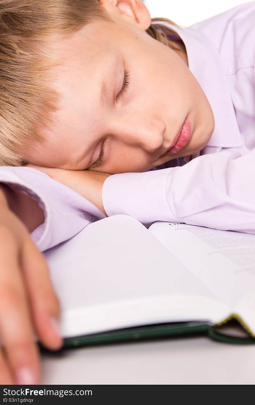 Portrait of a cute little pupil on white. Portrait of a cute little pupil on white