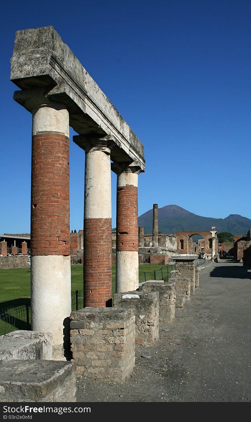 Ruins at Pompeii, Italy, Europe. The city was destroyed by the eruption of the vulcano Vesuvius.