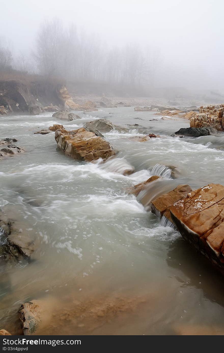 River rapids with low water