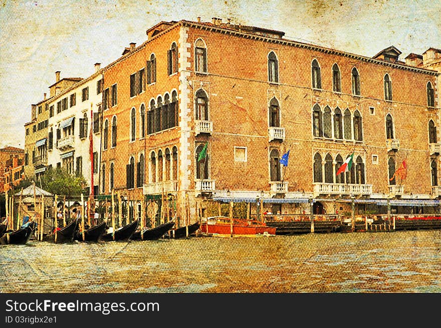 View of Venetian Grand Channel, retro style photo.