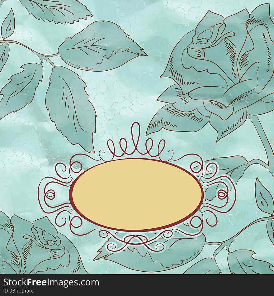 Vintage rose floral card (not auto-traced). EPS 8