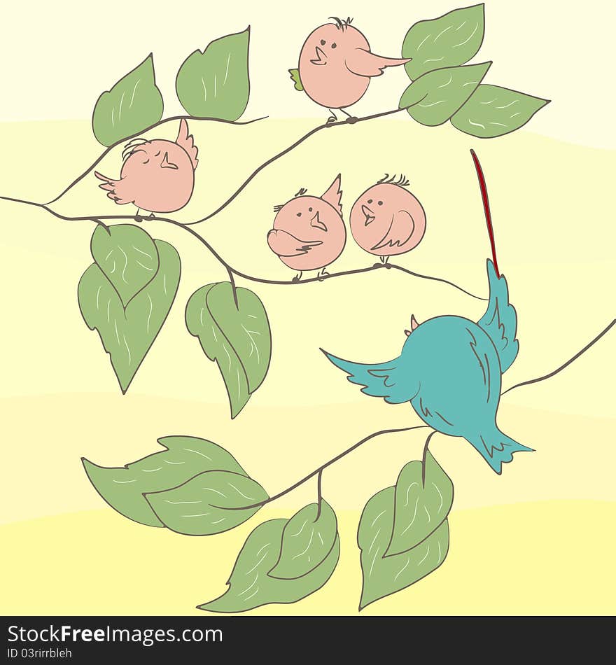 Birds on the branch. EPS 8 vector file included