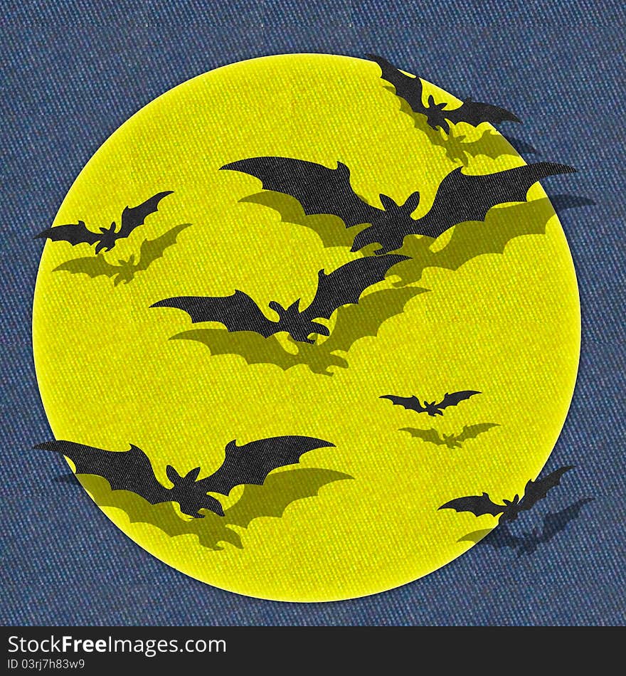 Bat fly full moon halloween background. Bat fly full moon halloween background