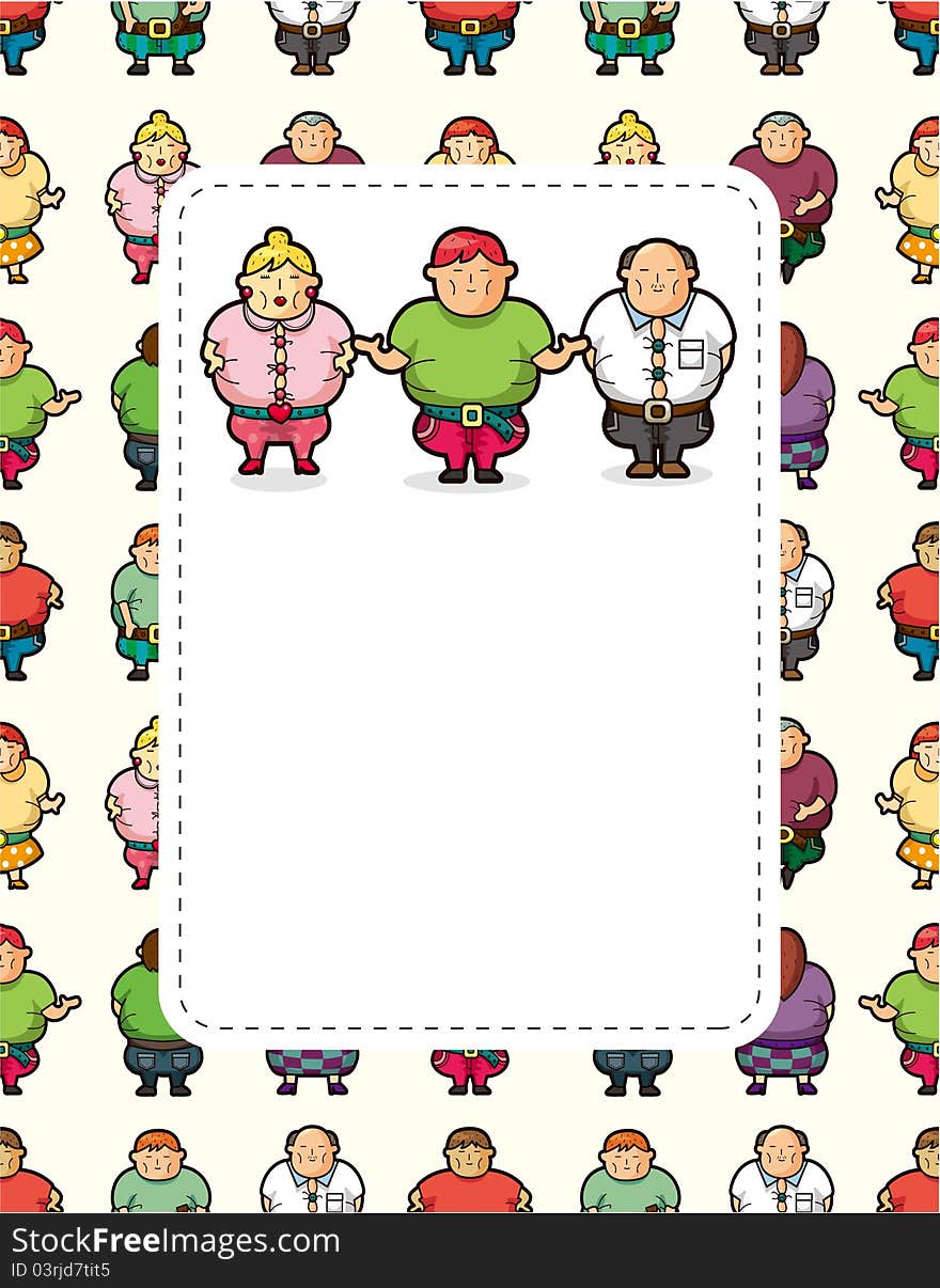 Cartoon Fat people card,,illustration