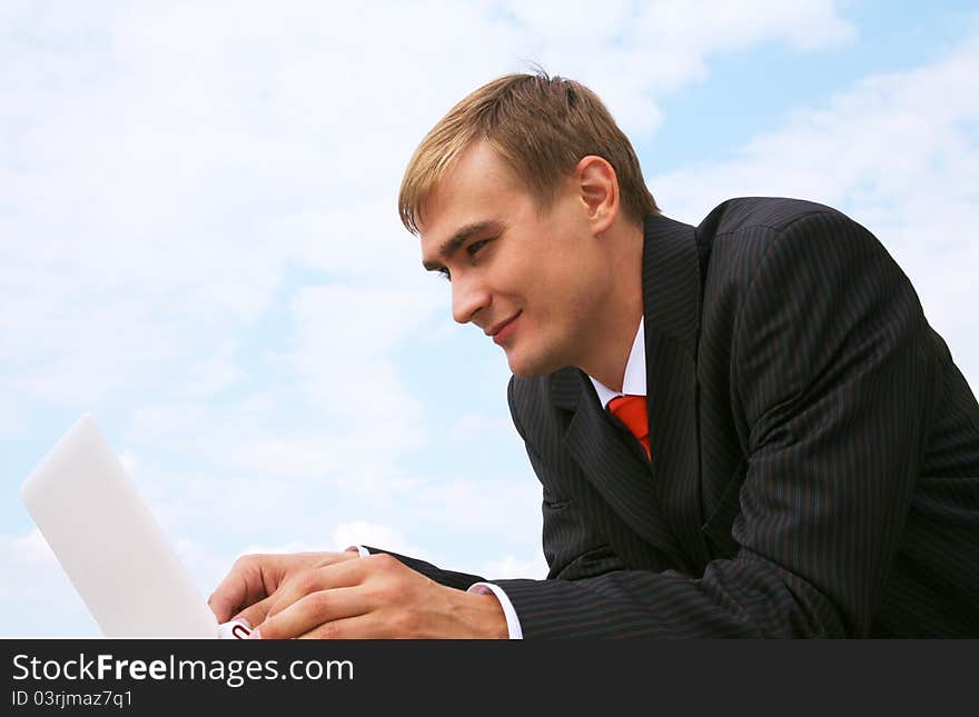 Businessman with laptop