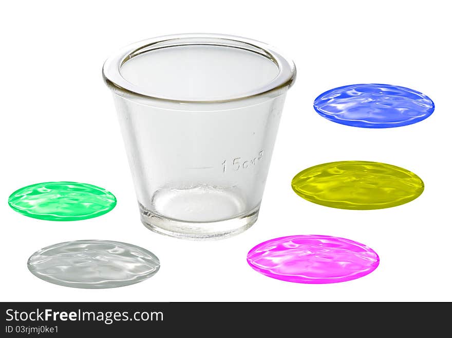 Glass and paint isolated on a white background