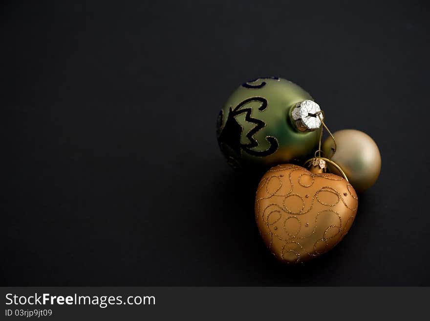 Christmas balls on black background