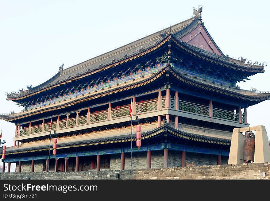 The famous ancient city wall of Xian, China