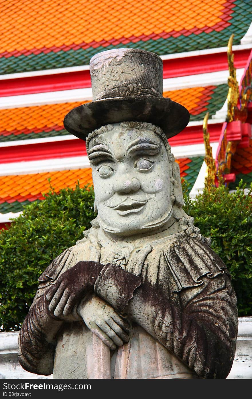 Statue Guardian Chinese, Wat Pho in Bangkok