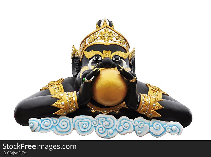 Statue of black deity called Rahu on