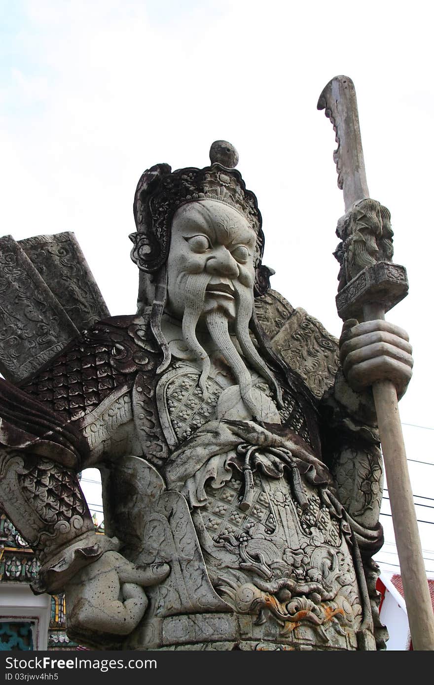 Statue Guardian Chinese from Wat Pho in Bangkok