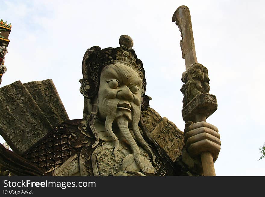 Statue Guardian Chinese Wat Pho In Bangkok