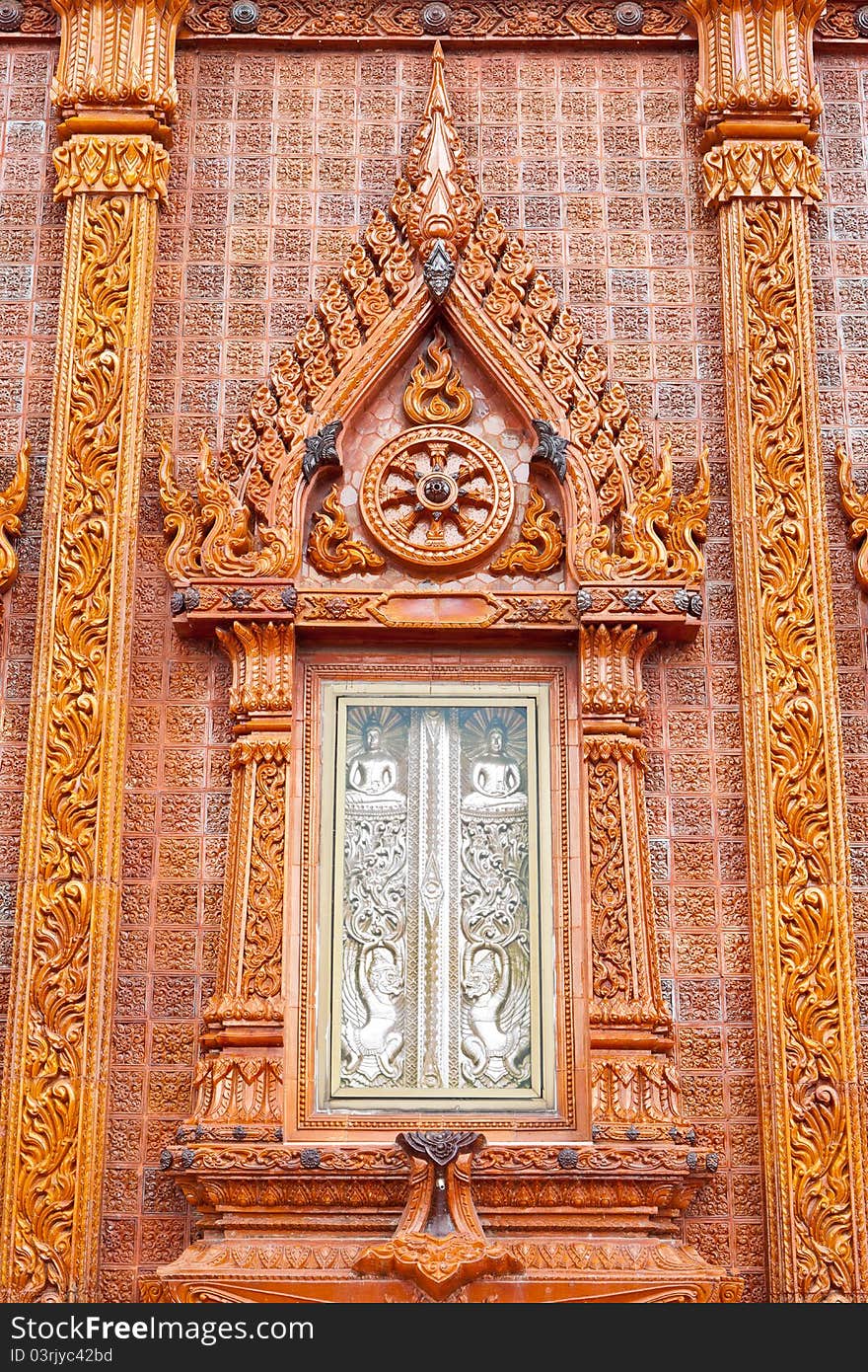 Wood Window In Temple,Thailand