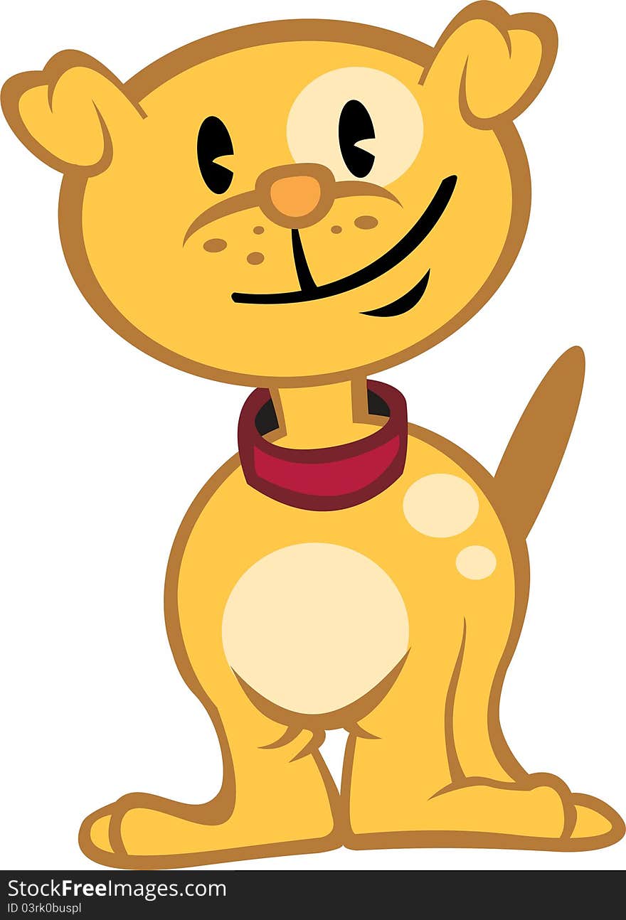 Funny yellow cartoon dog smiling to the viewer. Funny yellow cartoon dog smiling to the viewer