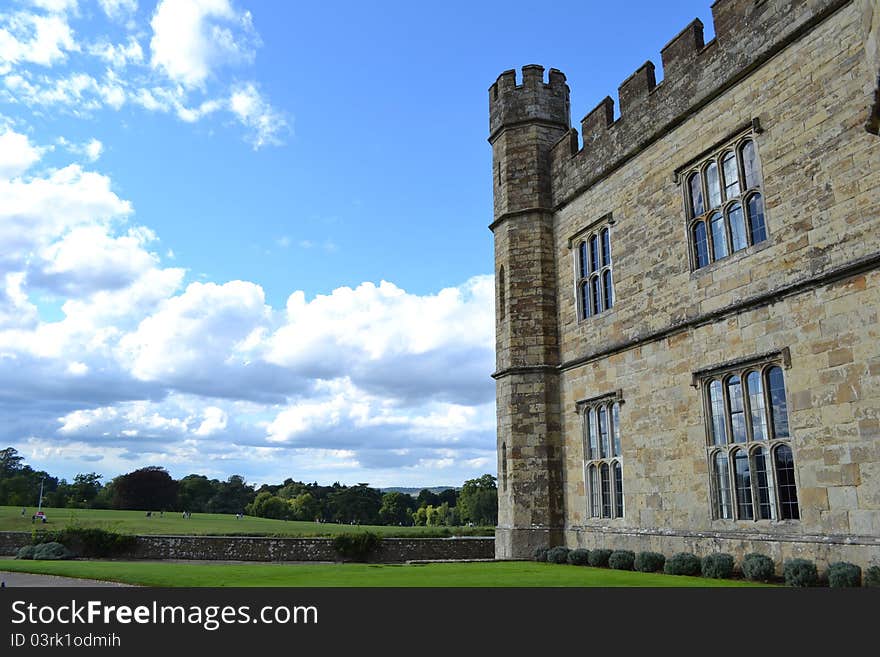 The Left side of the front of the castle over looking some of the land. The Left side of the front of the castle over looking some of the land.