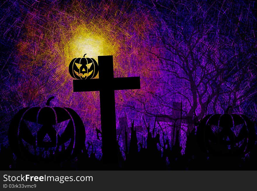 Grunge textured Halloween night background