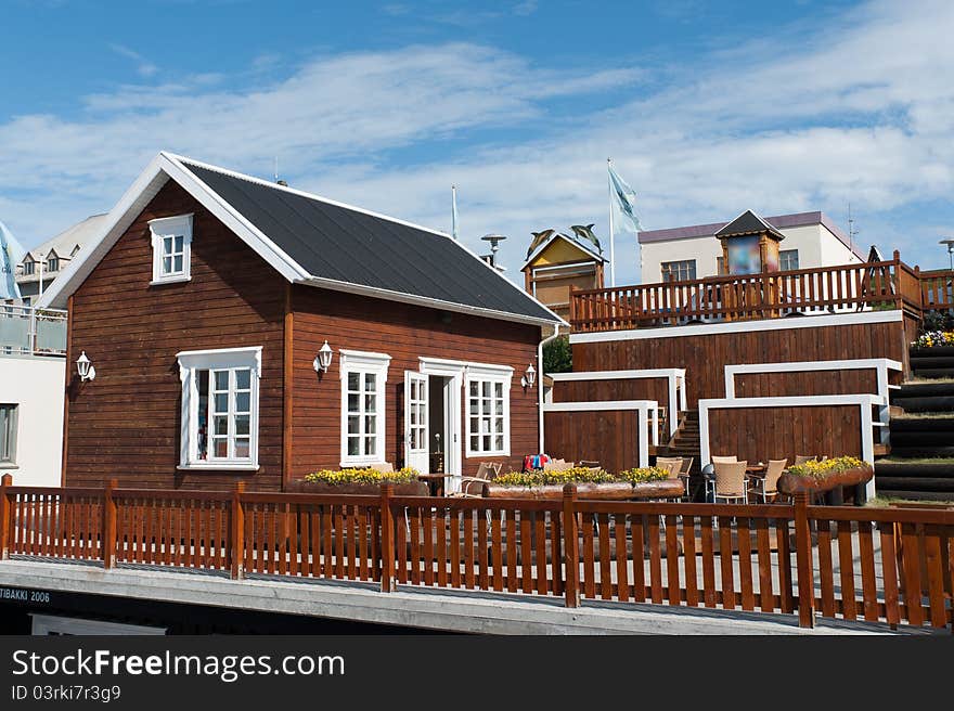 Wooden house in Usavik in Iceland