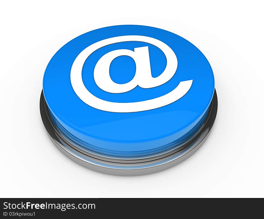 3d button email blue