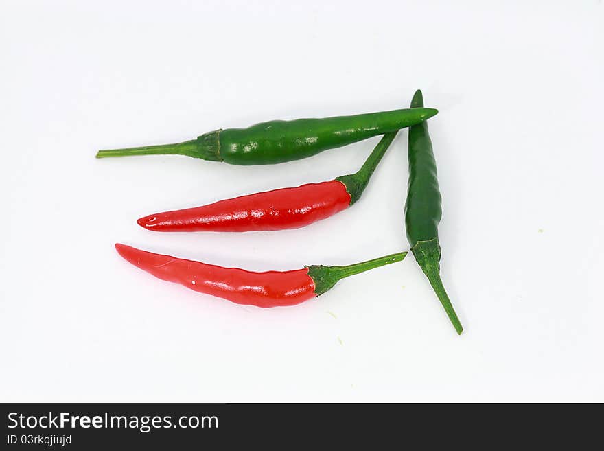 Close up green,red hot chili peppers