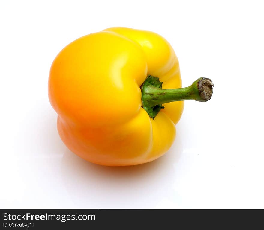 Sweet yellow peppers on a white background