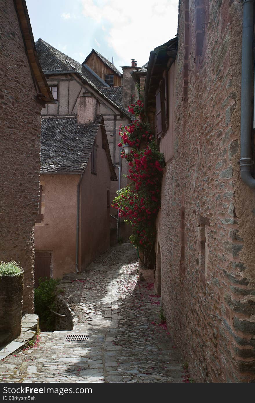 An alley way out of cobbles, France. An alley way out of cobbles, France