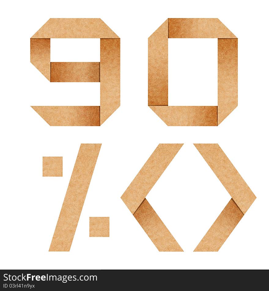 9,0,%, Origami alphabet letters from recycled paper with clipping path. 9,0,%, Origami alphabet letters from recycled paper with clipping path