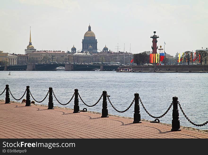 Skyline of Saint Petersburg including St. Isaacs cathedral and Admiralty on a beautiful spring day. Skyline of Saint Petersburg including St. Isaacs cathedral and Admiralty on a beautiful spring day.