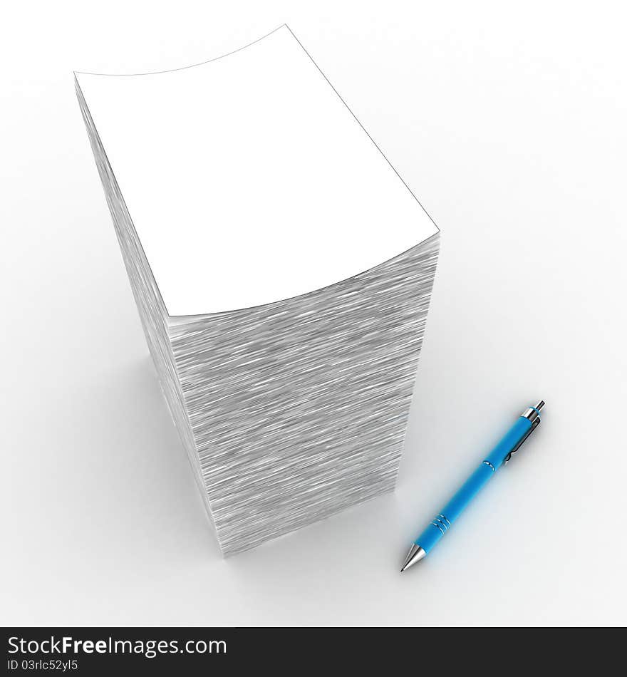 The big pile of a paper on a white background