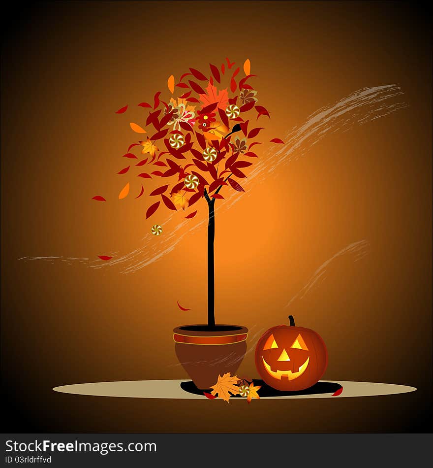 Halloween backgroundwith leaves vector illustration. Halloween backgroundwith leaves vector illustration