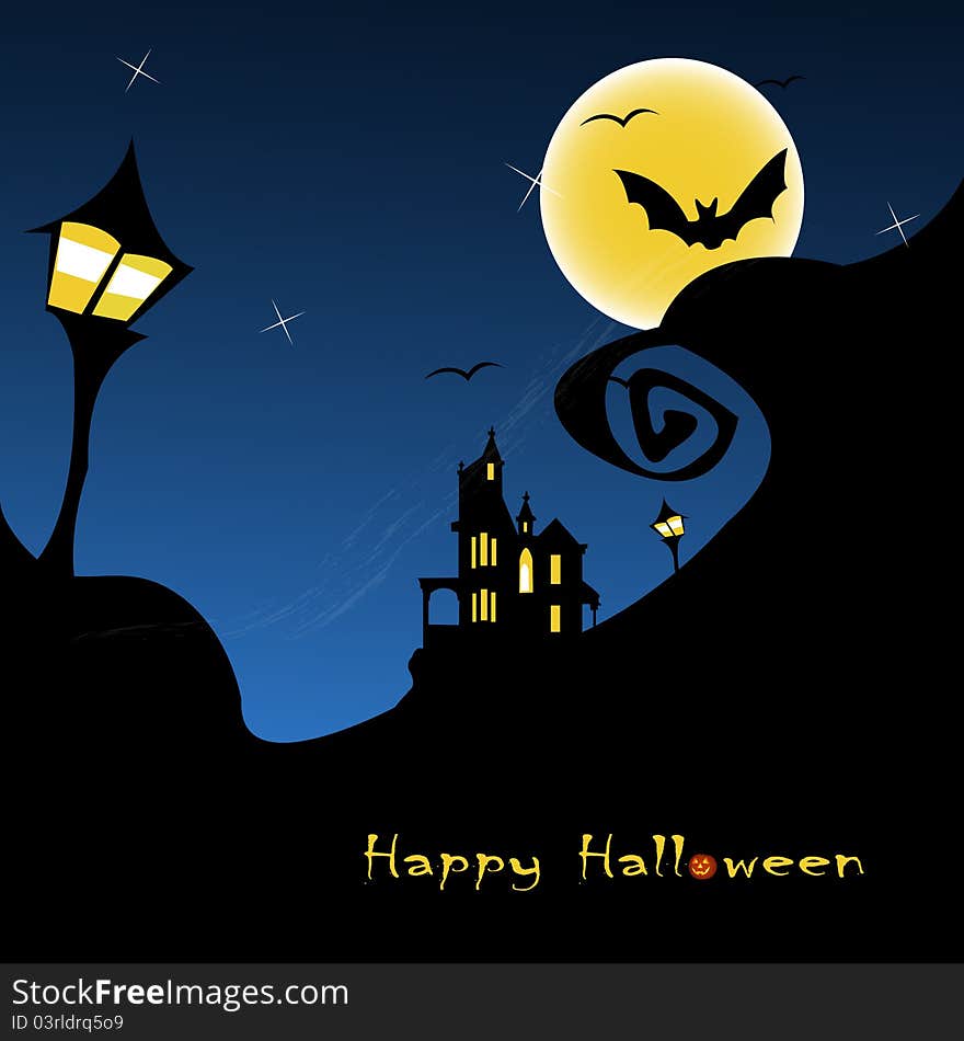 Halloween background with moon vector illustration. Halloween background with moon vector illustration