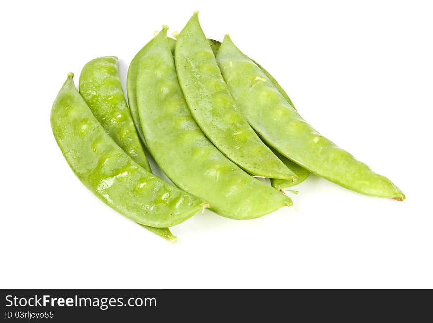 Fresh green pea on the white background