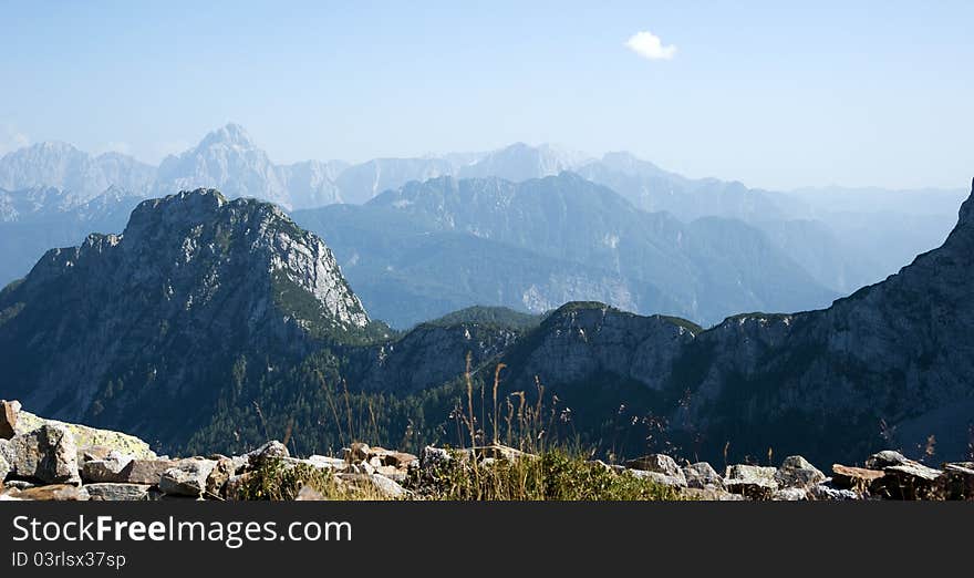 Panoramic view over the mountains of Carinthia. Panoramic view over the mountains of Carinthia