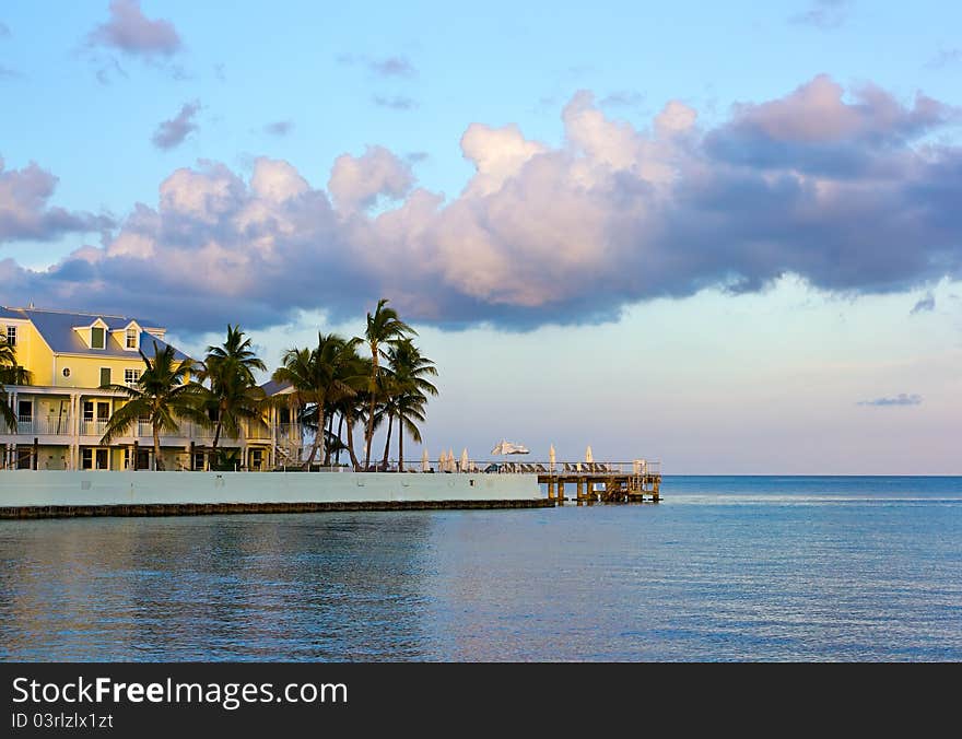 Hotel in Key West at sunset