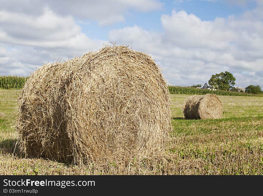 Big straw bale used as a ecology fuel