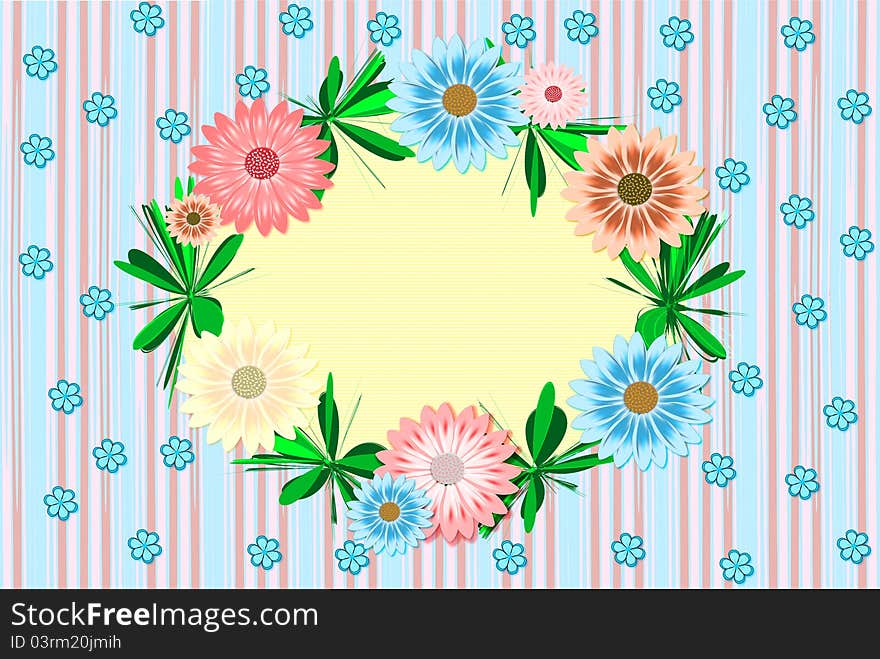 Retro card with wreath. Vector Illustration.