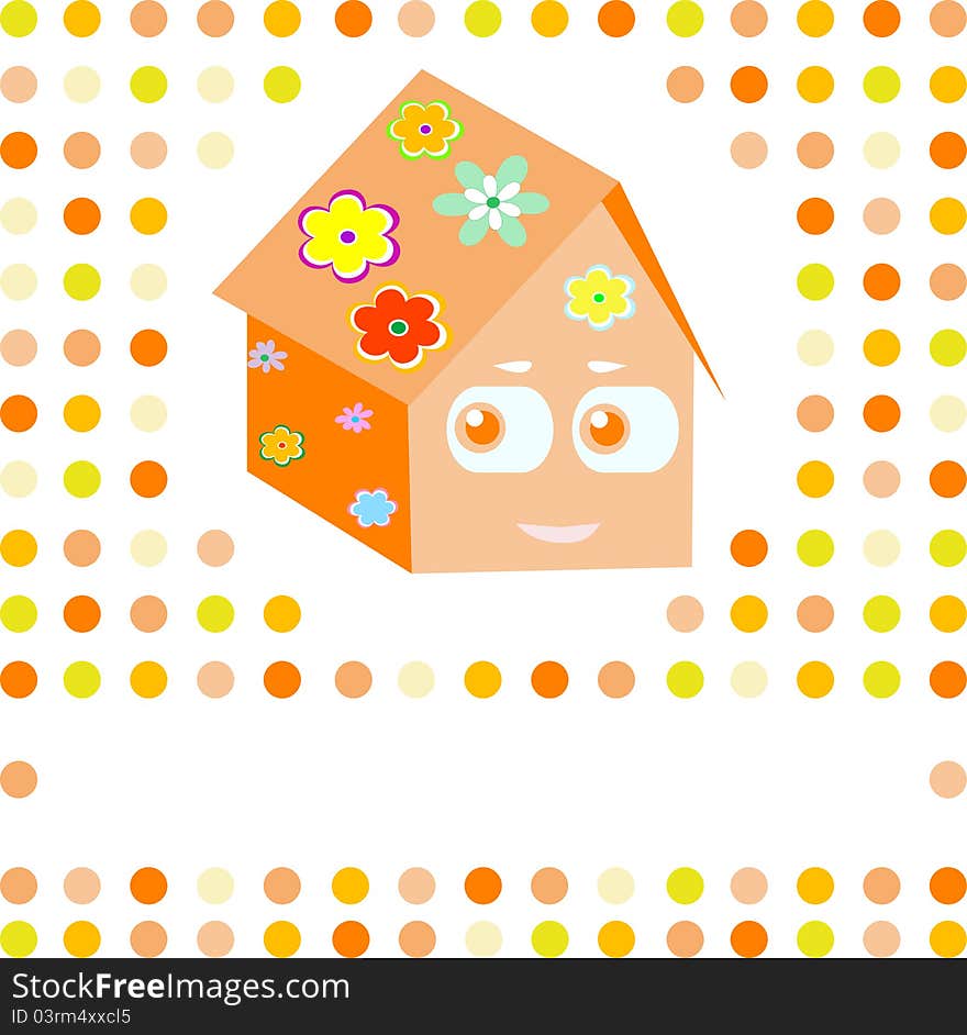 Cartoon family smile cute house