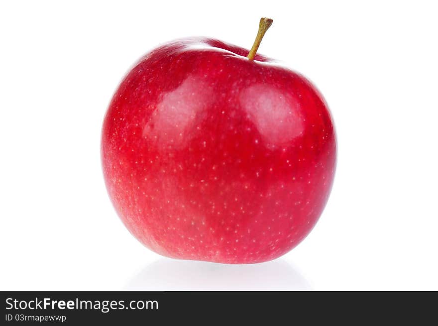 Fresh ripe red apple on white background. Fresh ripe red apple on white background