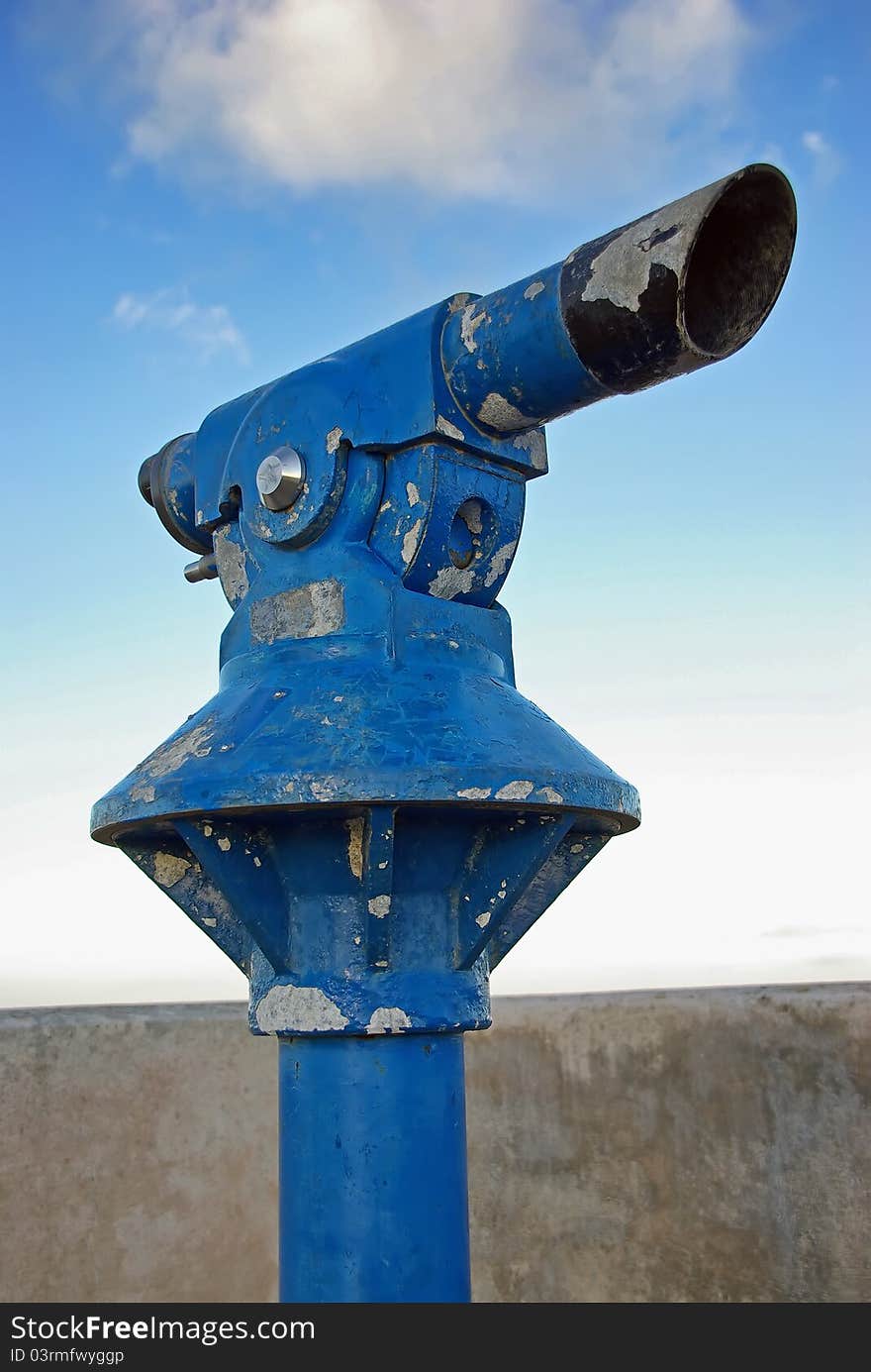 Blue magnifier for the tourists in a mountain of Majorca. Blue magnifier for the tourists in a mountain of Majorca