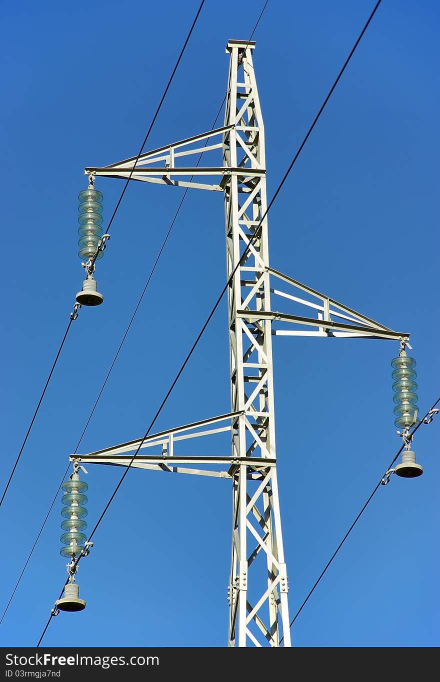 Details of an Electricity Pole with the sky on the background