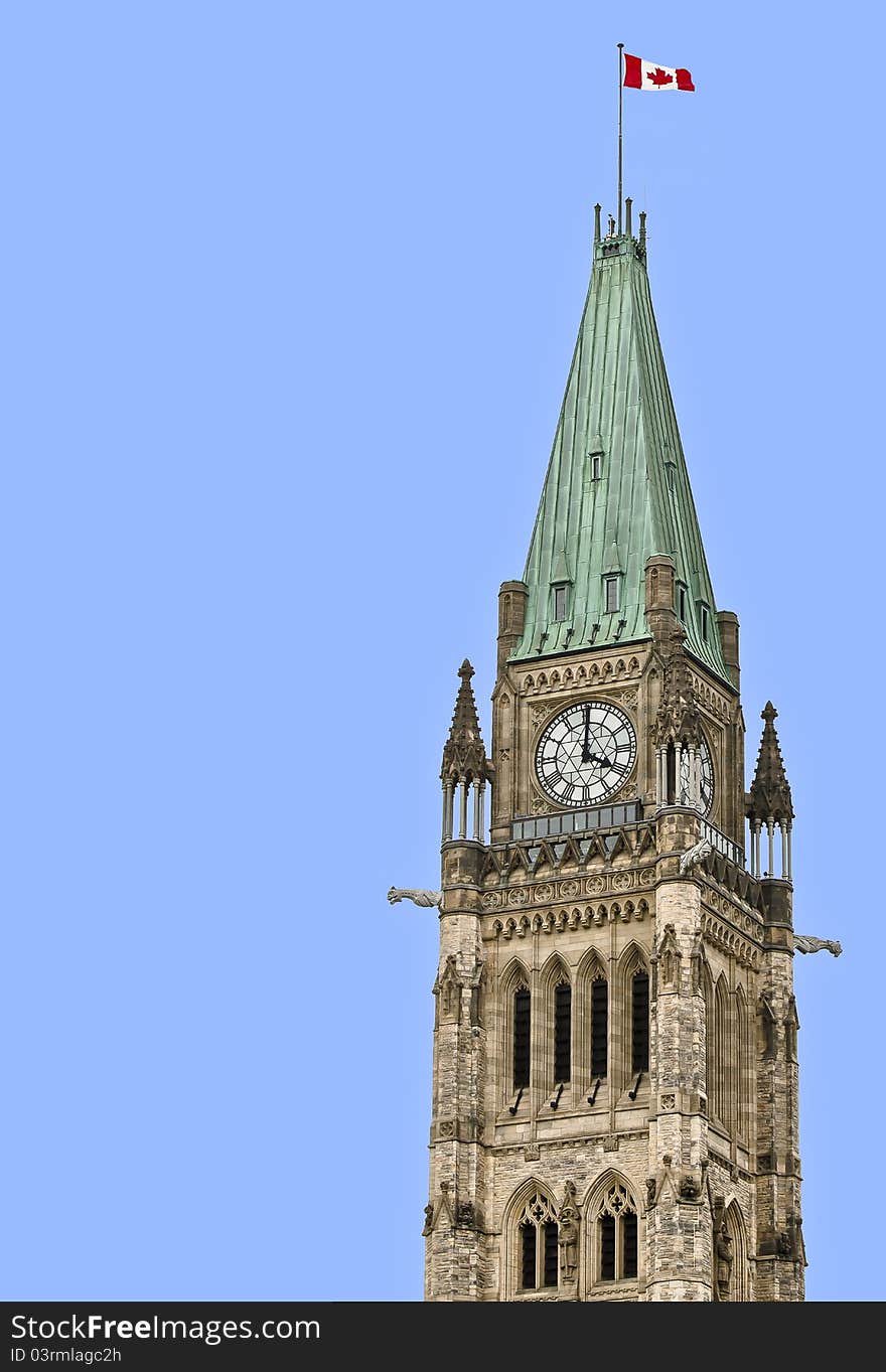 The Canadian Parliament Centre Block at four O'clock. The Canadian Parliament Centre Block at four O'clock.