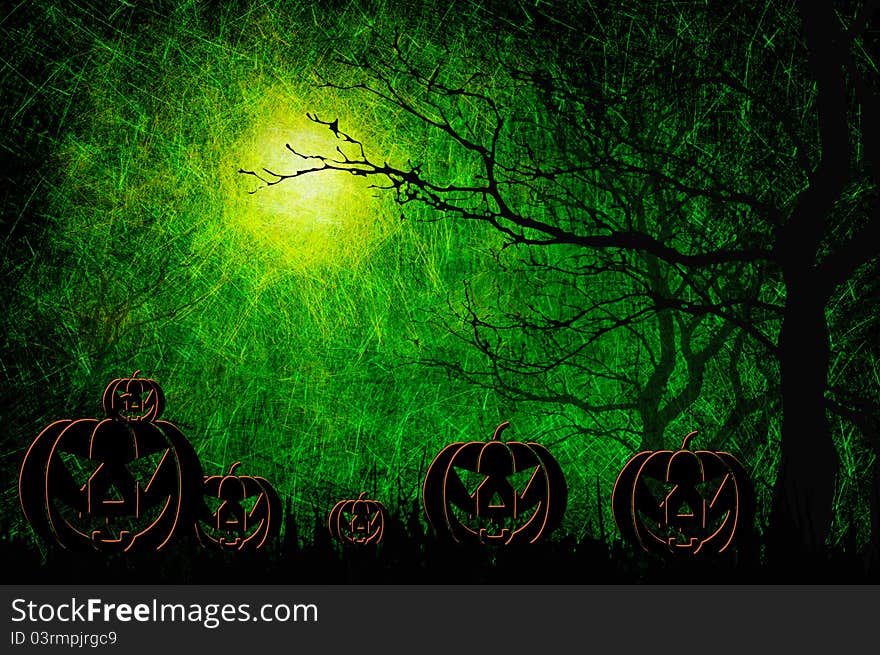 Grunge textured Halloween night background