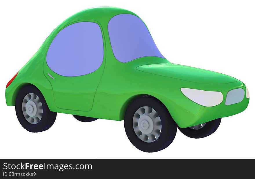 Green toy car. Isolated on a white background.