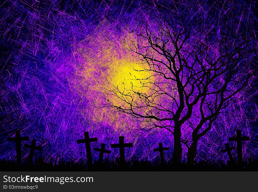 Grunge textured Halloween night background