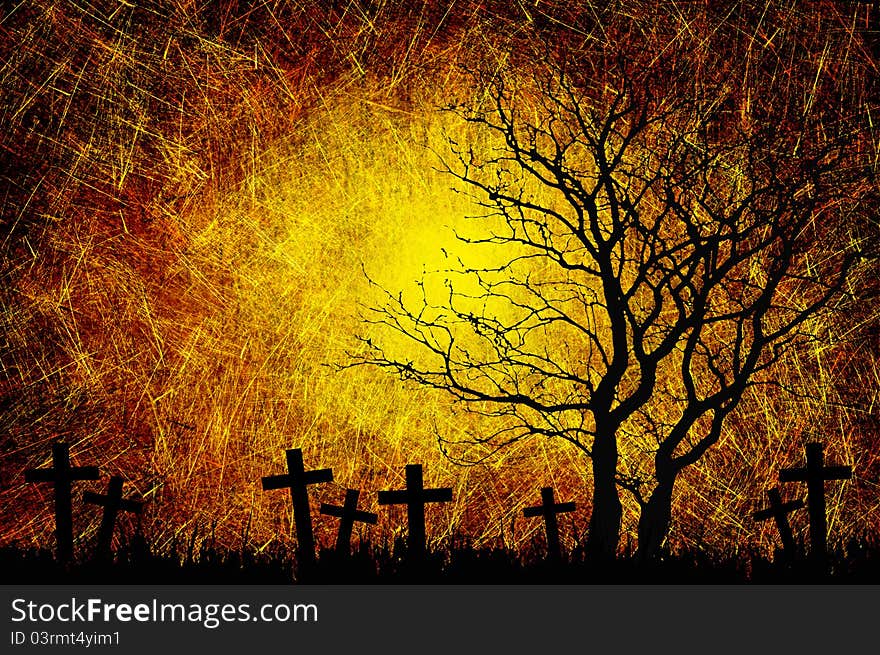 Grunge textured Halloween night background