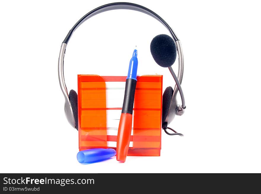 Office equipment of a white background