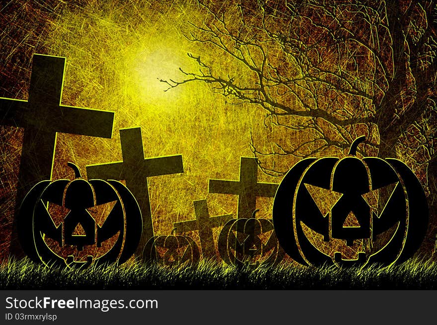 Grunge textured Halloween night background