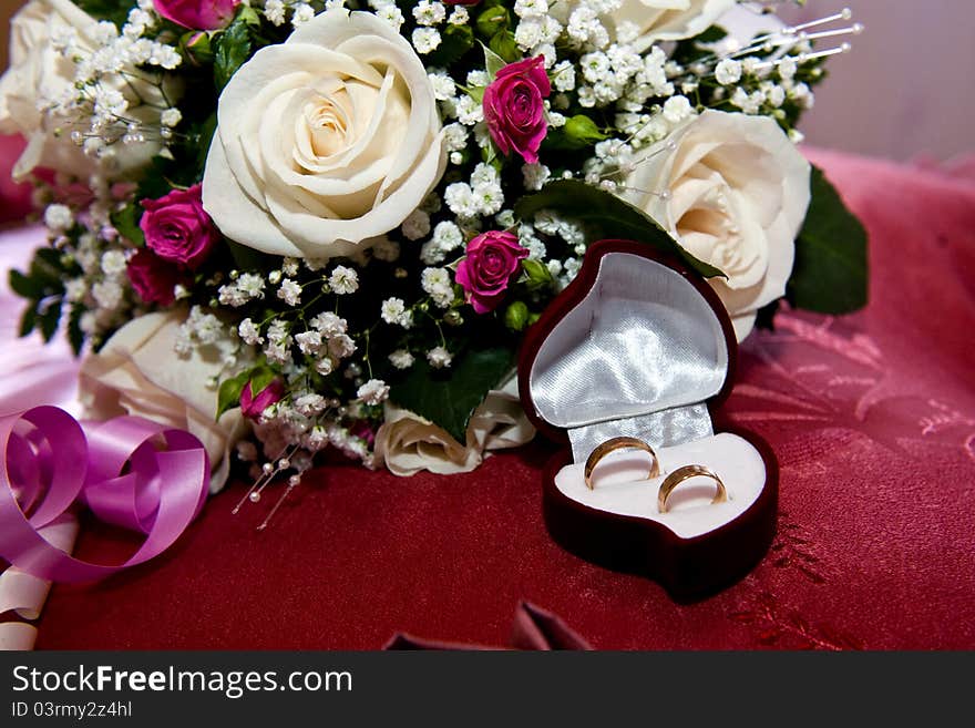 Wedding bouquet and Wedding rings